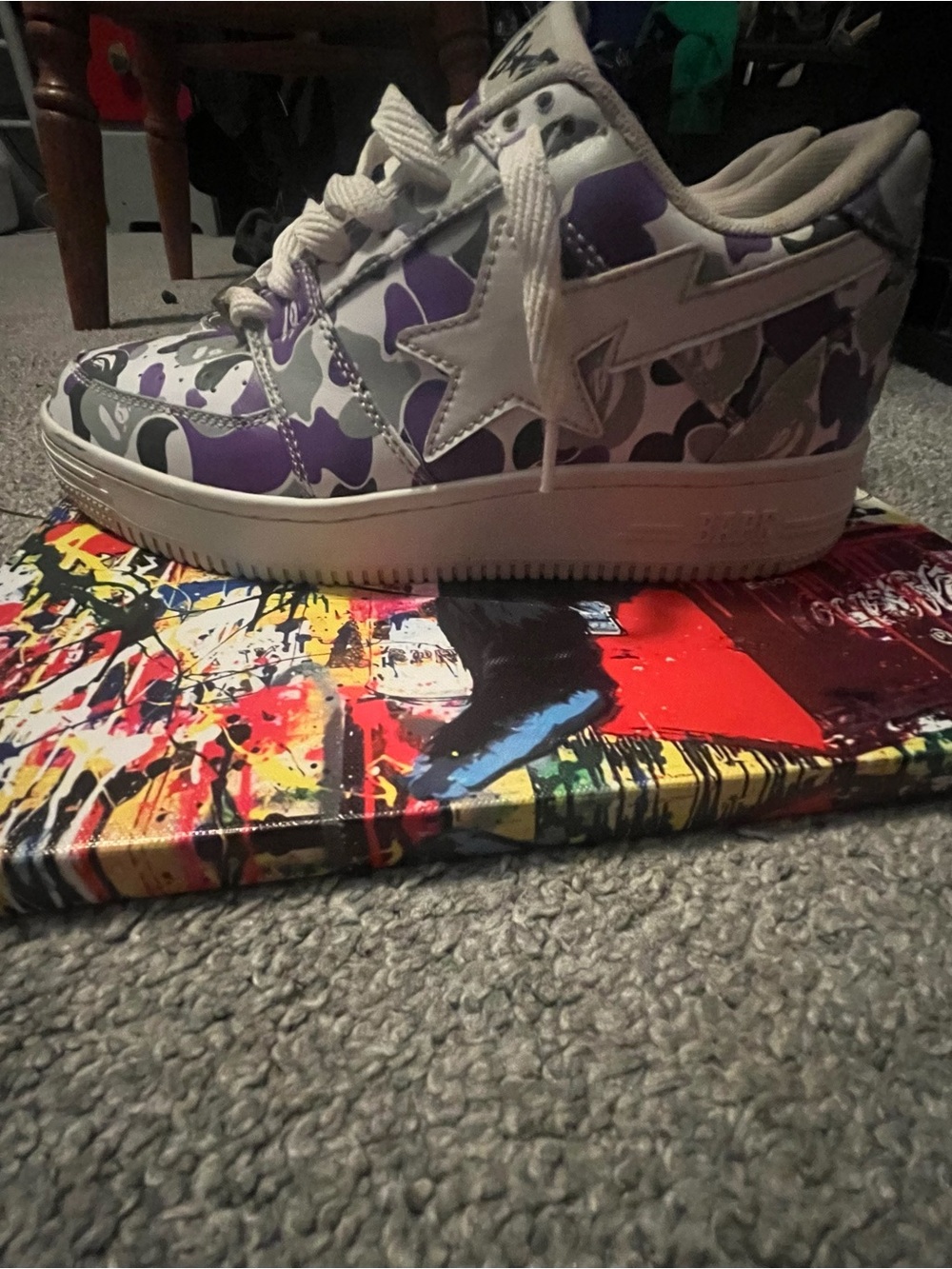Bape Purple Camo Low-Top Sneakers with White Star